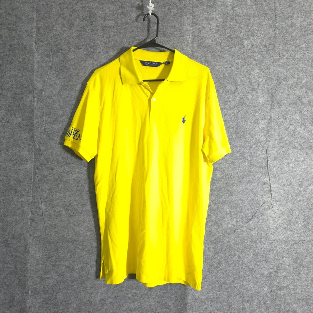 Polo Golf Ralph Lauren Polo Shirt Mens Large The Open Royal Troon Bright Yellow - Picture 1 of 11